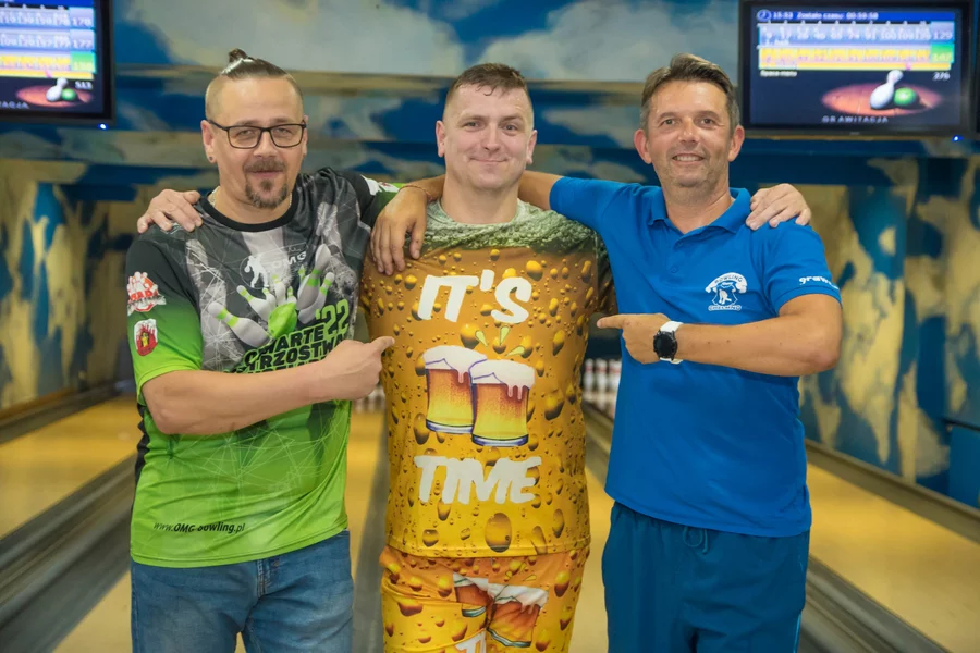 Sierpniowe podium turnieju Grand Prix Kręgielni GRAWITACJA w Chełmnie: Rafał Grajkowski (od lewej), Dariusz Tomaszewski, Krzysztof Hinz/ Fot. PITREX