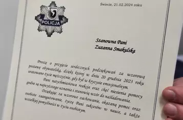 15-letnia Zuzanna i jej mama uratowały mężczyznę, który chciał odebrać sobie życie/ Fot. KPP Świecie