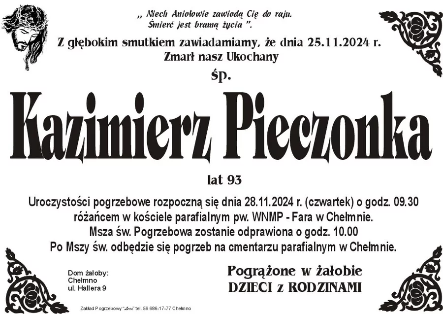 W komentarzach wpisujemy wspomnienia i kondolencje.