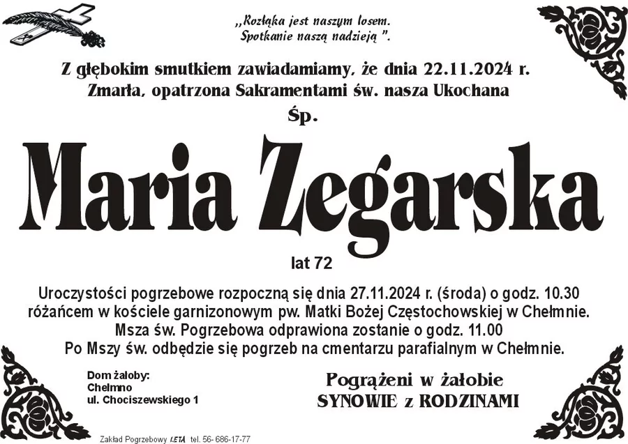 W komentarzach wpisujemy wspomnienia i kondolencje.