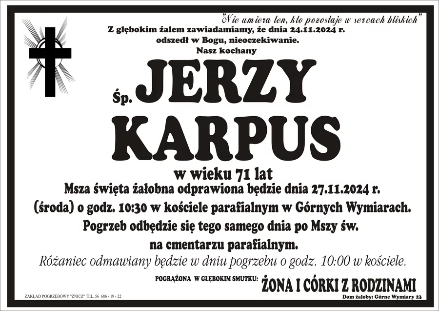 W komentarzach wpisujemy wspomnienia i kondolencje.