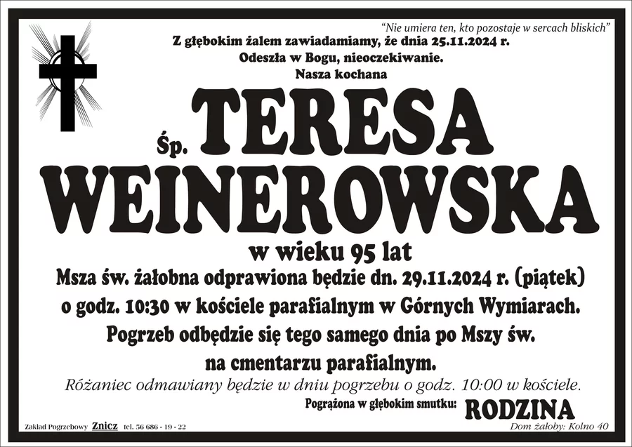 W komentarzach wpisujemy wspomnienia i kondolencje.