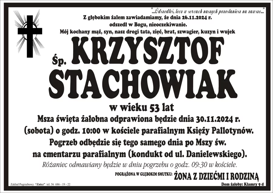 W komentarzach wpisujemy wspomnienia i kondolencje.