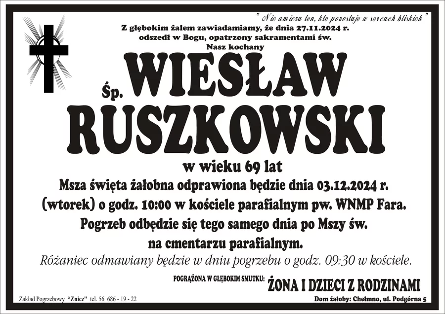 W komentarzach wpisujemy wspomnienia i kondolencje.