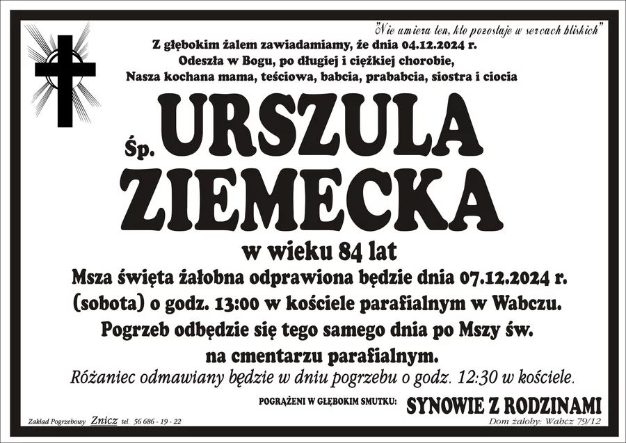 W komentarzach wpisujemy wspomnienia i kondolencje.