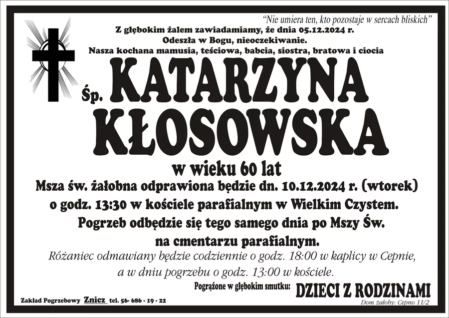 W komentarzach wpisujemy wspomnienia i kondolencje.