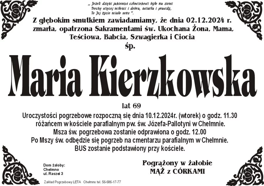 W komentarzach wpisujemy wspomnienia i kondolencje.