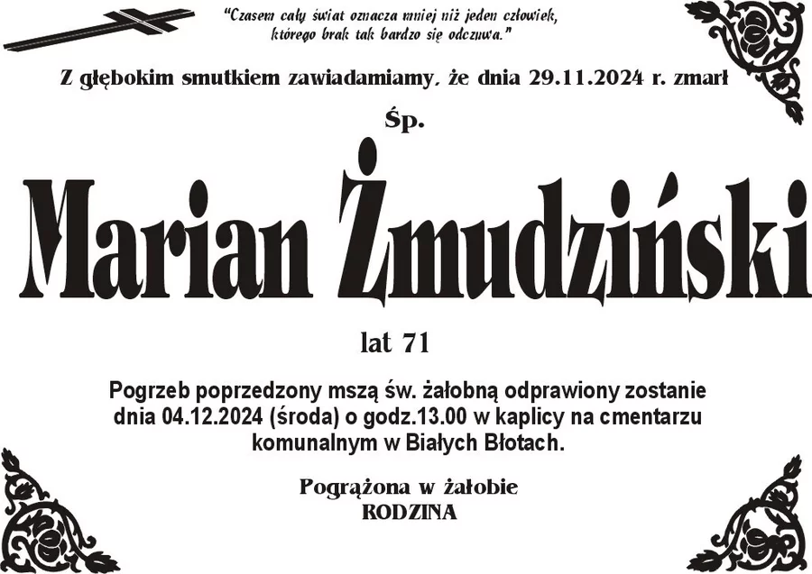 W komentarzach wpisujemy wspomnienia i kondolencje.