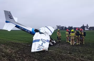 Wypadek awionetki w Watorowie pod Chełmnem/ Fot. KP PSP Chełmno