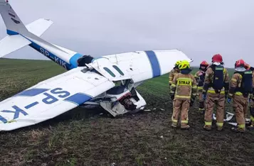 Wypadek awionetki w Watorowie pod Chełmnem/ Fot. KP PSP Chełmno