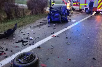 Na DK 91 pod Chełmnem zderzyły się trzy auta/ Fot. KP PSP Chełmno