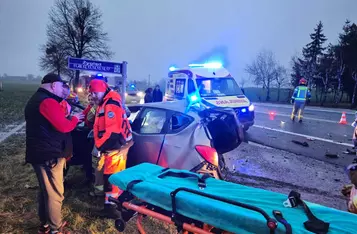 Na DK 91 pod Chełmnem zderzyły się trzy auta/ Fot. KP PSP Chełmno