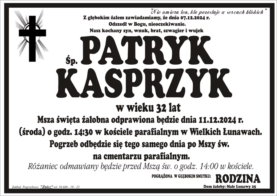 W komentarzach wpisujemy wspomnienia i kondolencje.