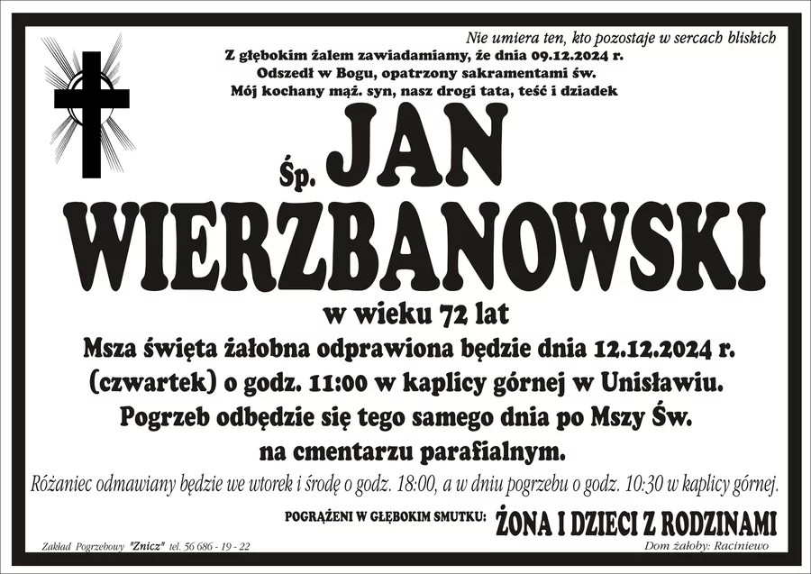 W komentarzach wpisujemy wspomnienia i kondolencje.