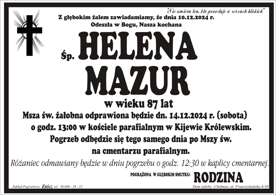 W komentarzach wpisujemy wspomnienia i kondolencje.