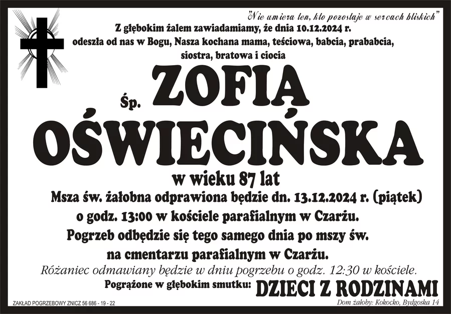W komentarzach wpisujemy wspomnienia i kondolencje.