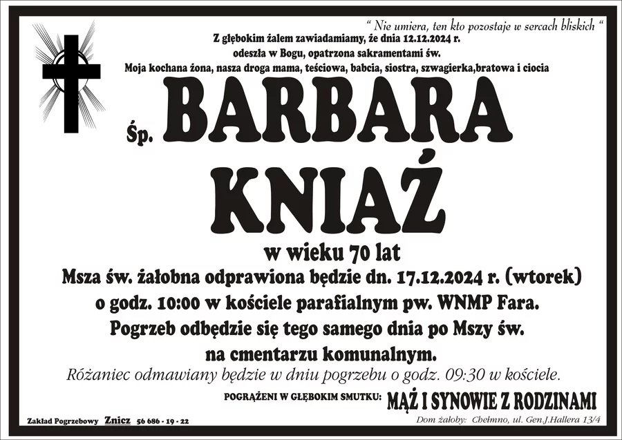 W komentarzach wpisujemy wspomnienia i kondolencje.