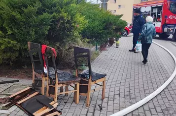 Pożar na os. Skłodowskiej w Chełmnie/ Fot. KP PSP Chełmno