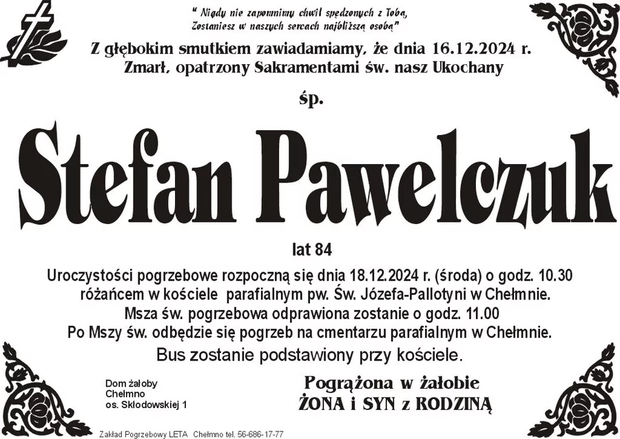 W komentarzach wpisujemy wspomnienia i kondolencje.
