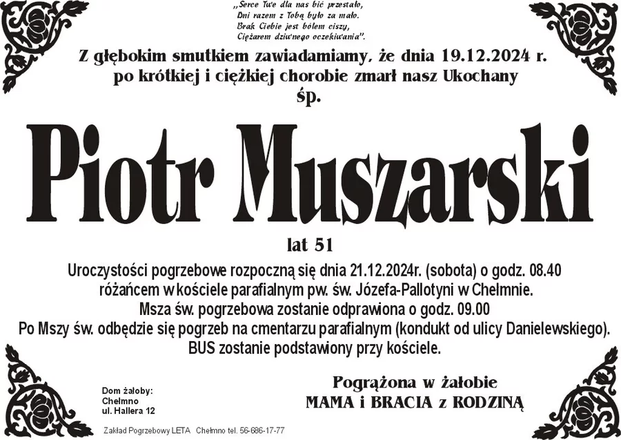 W komentarzach wpisujemy wspomnienia i kondolencje.