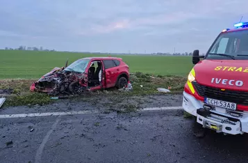 Wypadek na DK 91 w Zegartowicach pod Chełmnem/ Fot. KP PSP Chełmno