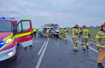 Wypadek na DK 91 w Zegartowicach pod Chełmnem/ Fot. KP PSP Chełmno