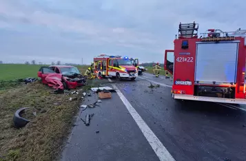 Wypadek na DK 91 w Zegartowicach pod Chełmnem/ Fot. KP PSP Chełmno