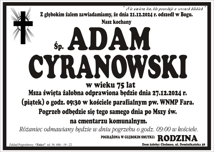 W komentarzach wpisujemy wspomnienia i kondolencje.