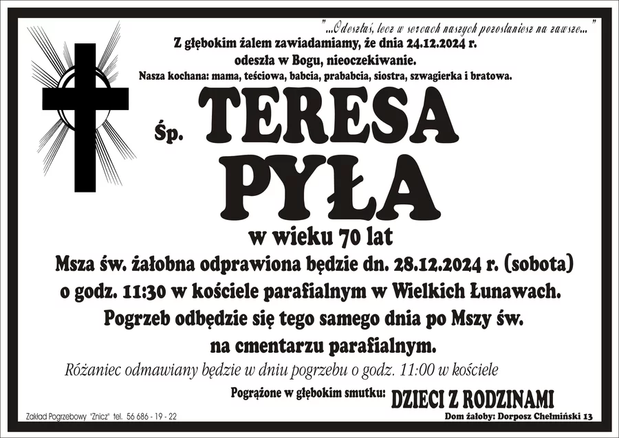 W komentarzach wpisujemy wspomnienia i kondolencje.