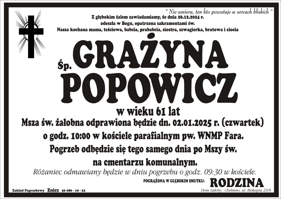 W komentarzach wpisujemy wspomnienia i kondolencje.