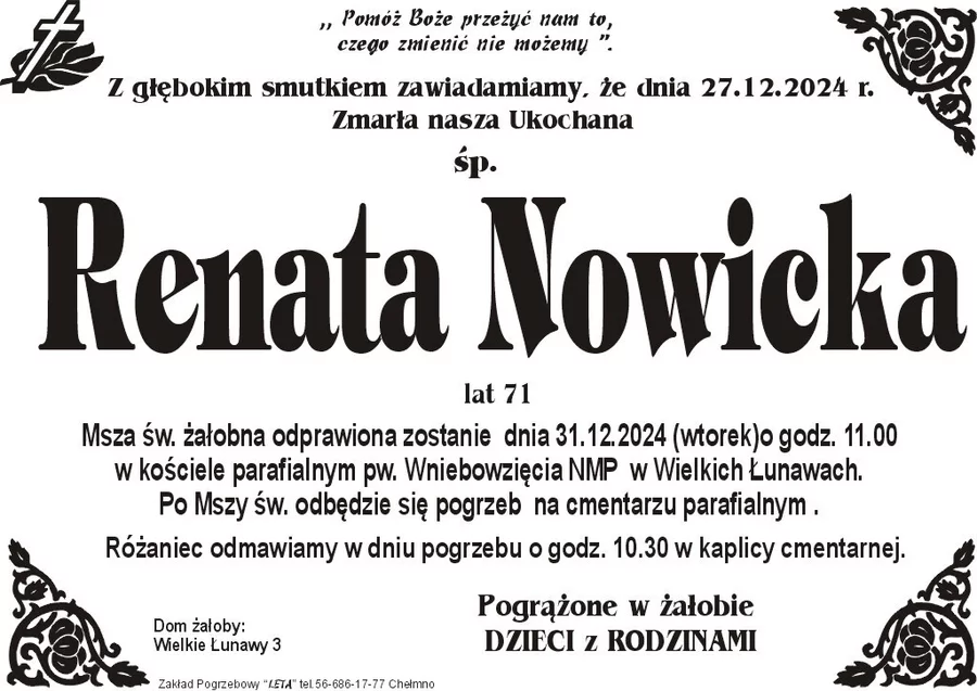W komentarzach wpisujemy wspomnienia i kondolencje.