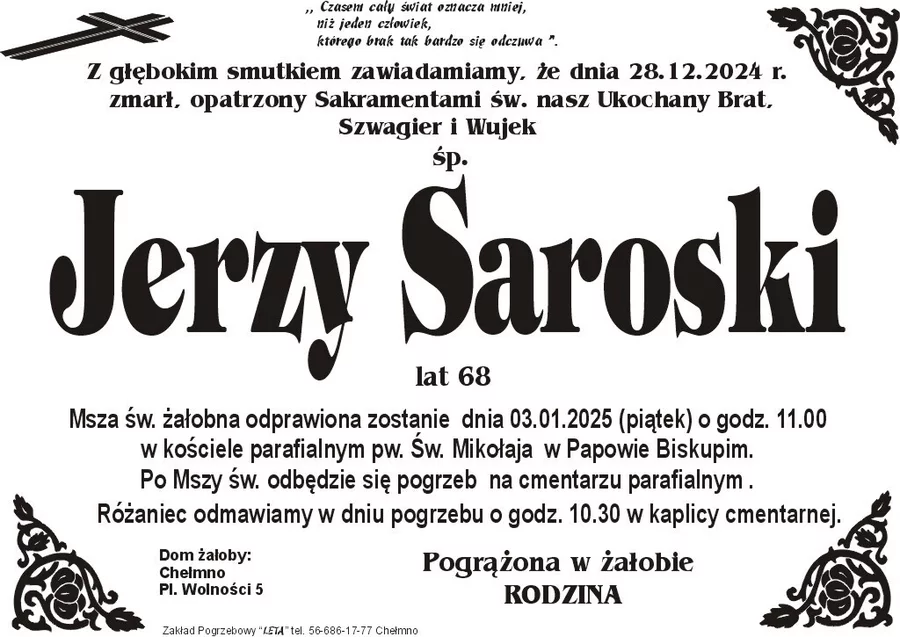 W komentarzach wpisujemy wspomnienia i kondolencje.