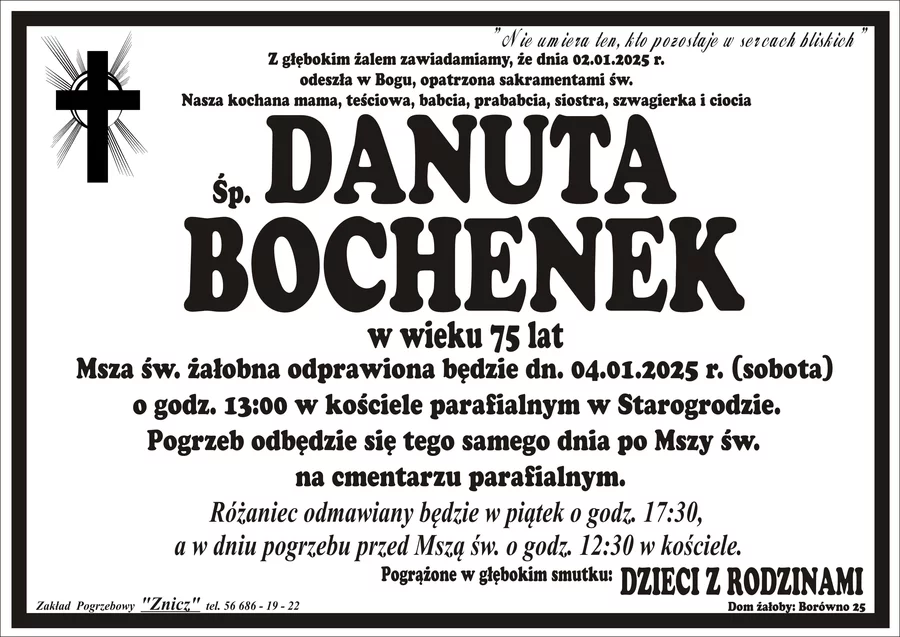 W komentarzach wpisujemy wspomnienia i kondolencje.