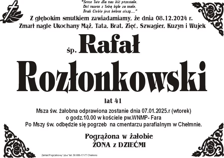 W komentarzach wpisujemy wspomnienia i kondolencje.