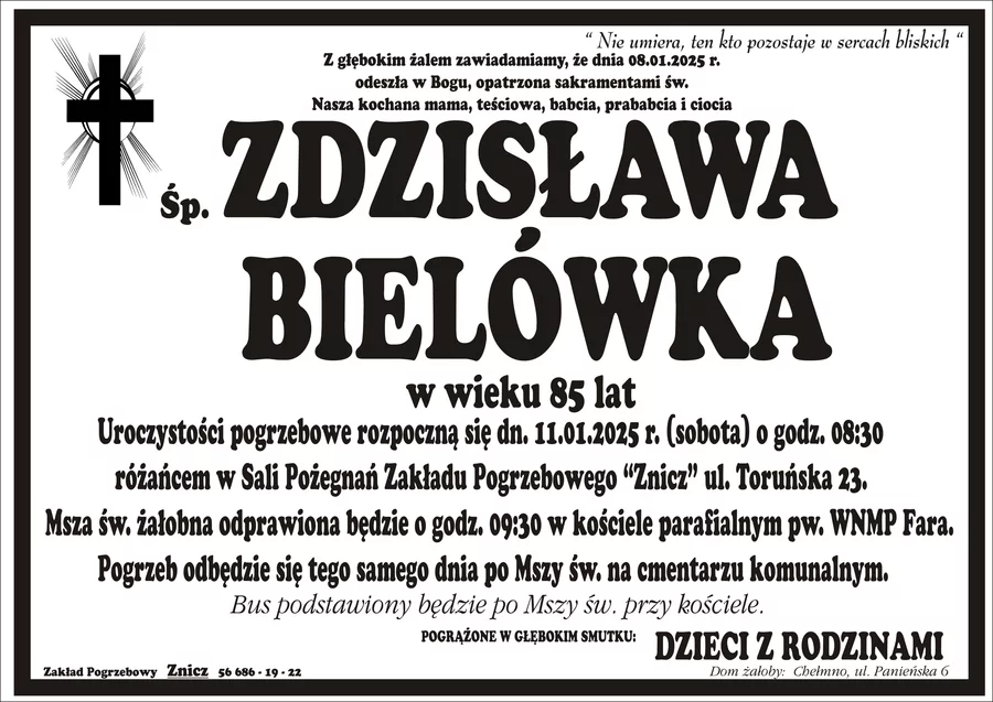 W komentarzach wpisujemy wspomnienia i kondolencje.