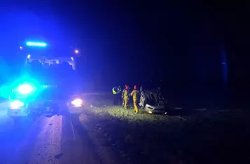 W gminie Chełmno dachowało osobowe auto/ Fot. KP PSP Chełmno