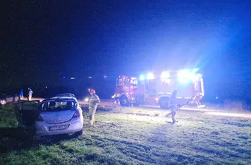 W gminie Chełmno dachowało osobowe auto/ Fot. KP PSP Chełmno