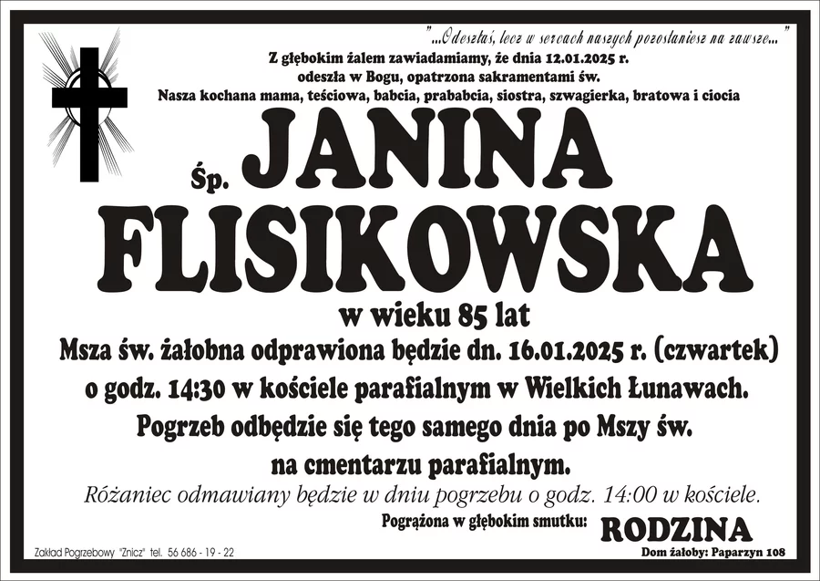 W komentarzach wpisujemy wspomnienia i kondolencje.