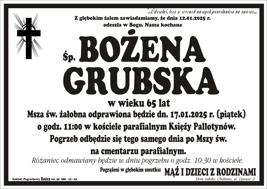W komentarzach wpisujemy wspomnienia i kondolencje.