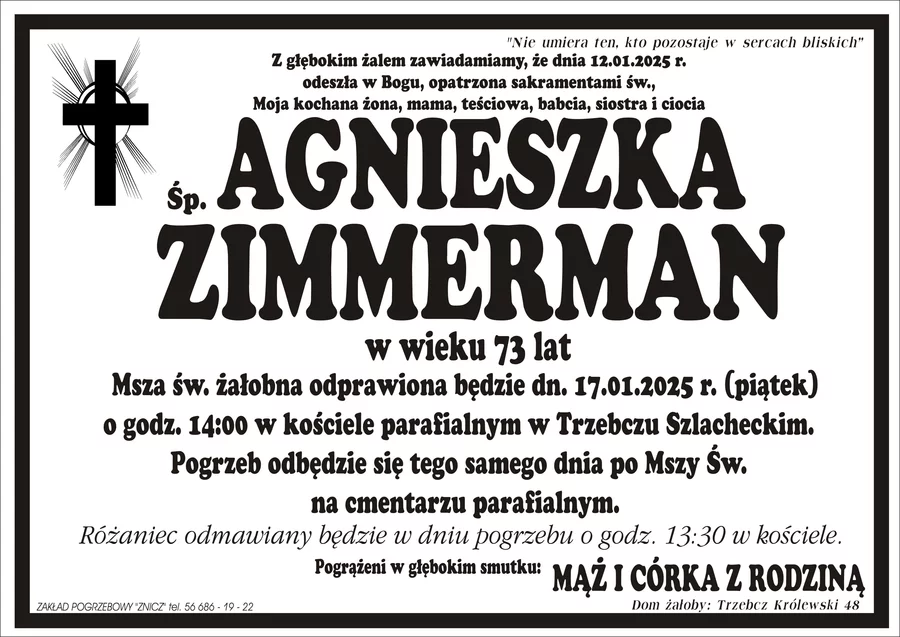 W komentarzach wpisujemy wspomnienia i kondolencje.