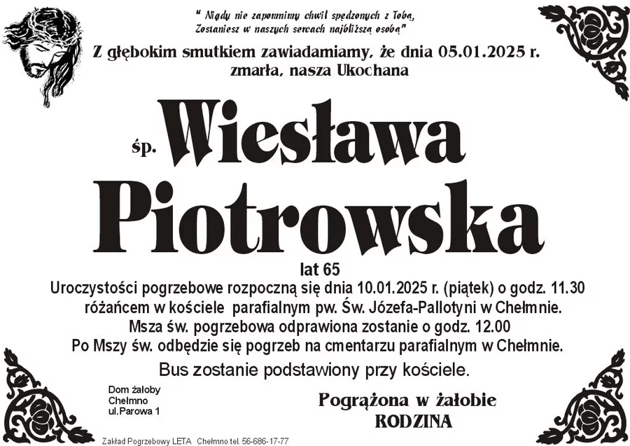 W komentarzach wpisujemy wspomnienia i kondolencje.