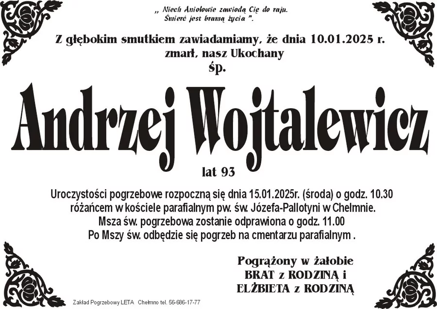 W komentarzach wpisujemy wspomnienia i kondolencje.