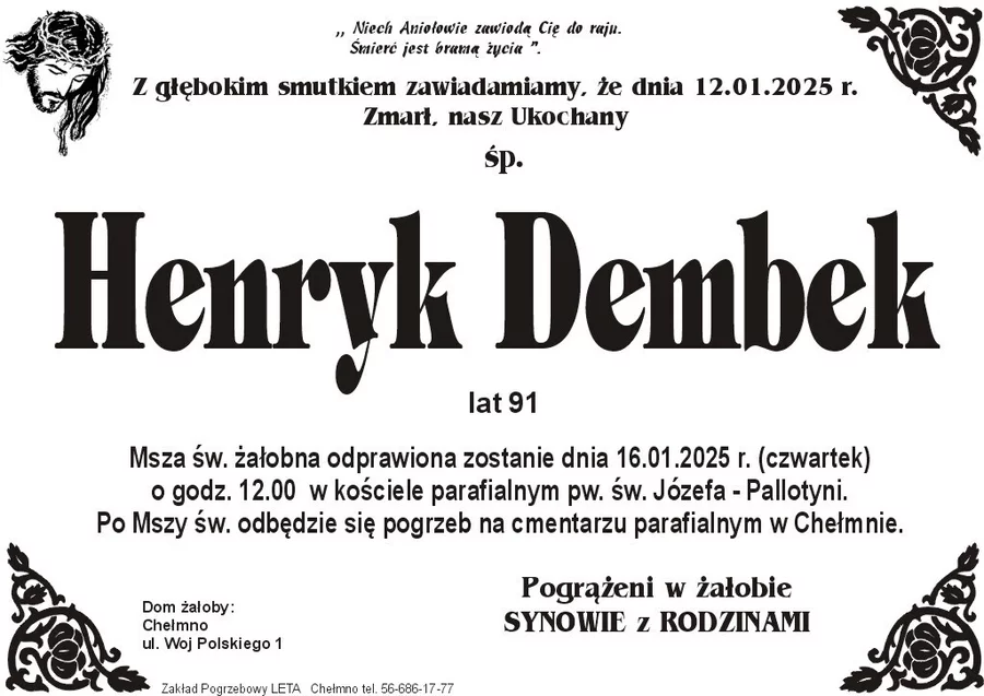 W komentarzach wpisujemy wspomnienia i kondolencje.