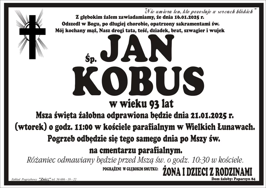W komentarzach wpisujemy wspomnienia i kondolencje.