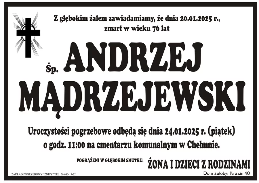 W komentarzach wpisujemy wspomnienia i kondolencje.