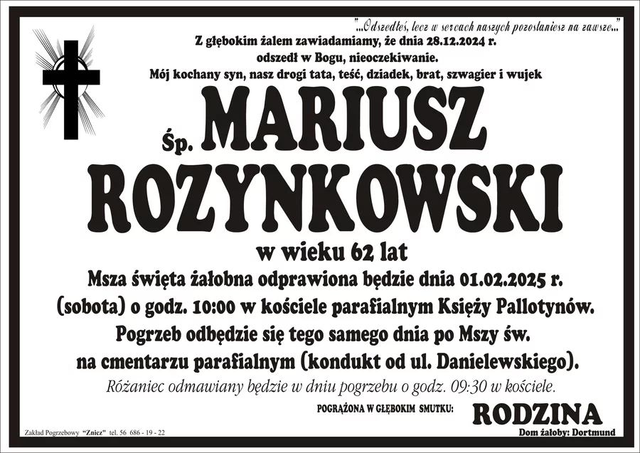 W komentarzach wpisujemy wspomnienia i kondolencje.
