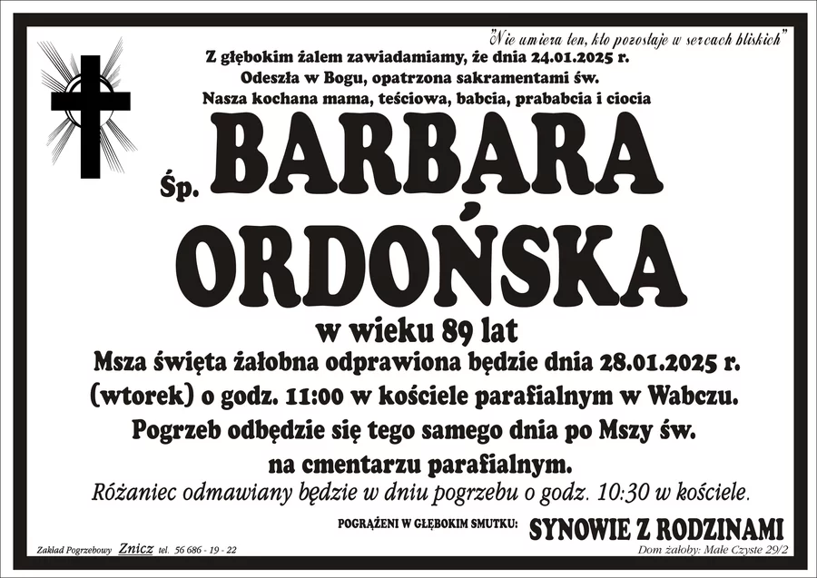W komentarzach wpisujemy wspomnienia i kondolencje.