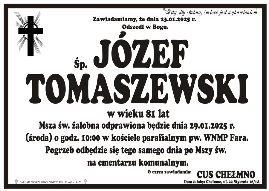 W komentarzach wpisujemy wspomnienia i kondolencje.