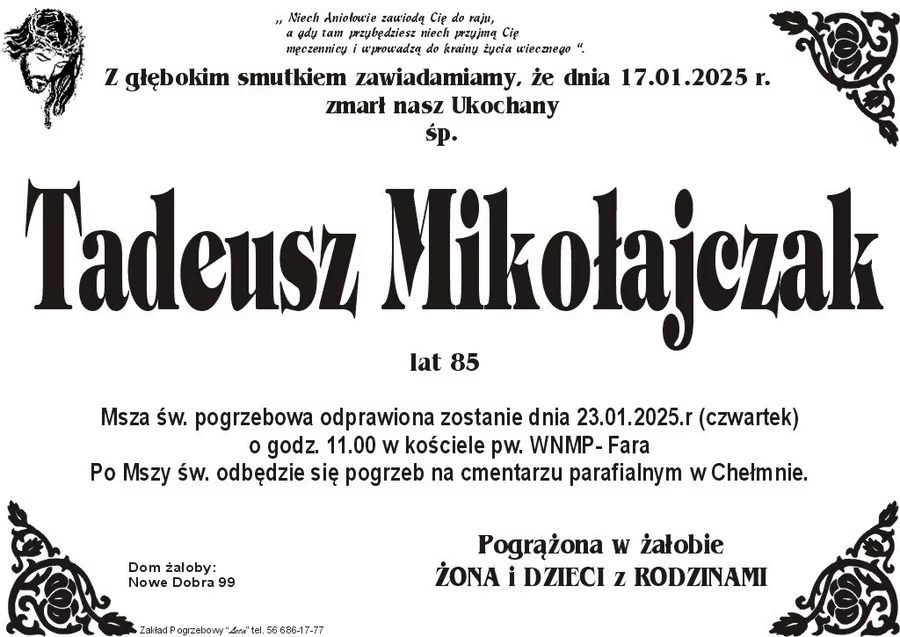 W komentarzach wpisujemy wspomnienia i kondolencje.