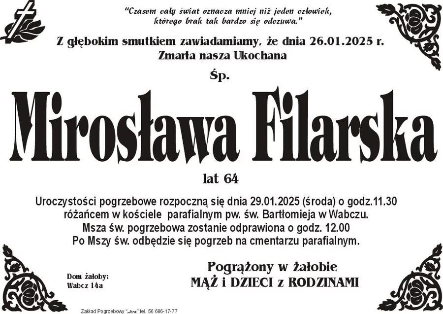 W komentarzach wpisujemy wspomnienia i kondolencje.